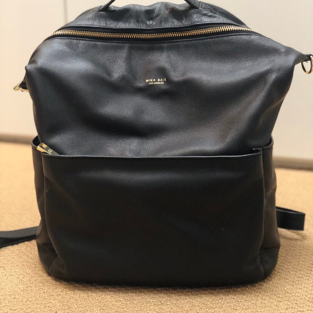Mina Baie Stevie Midi Diaper Bag Backpack, Black